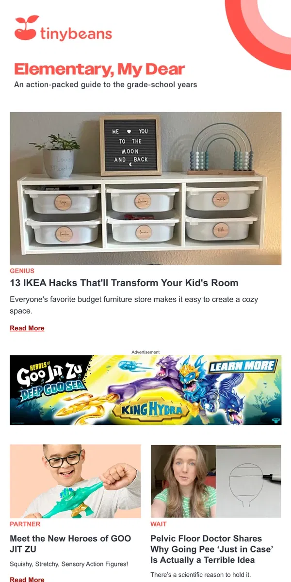 Email from Tinybeans. 13 IKEA Hacks That'll Transform Your Kid's Room