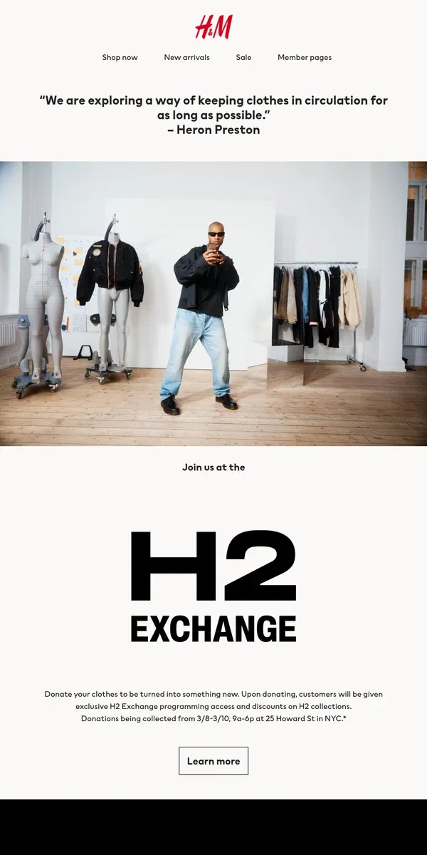 Email from H&M. Contribution is the New Currency