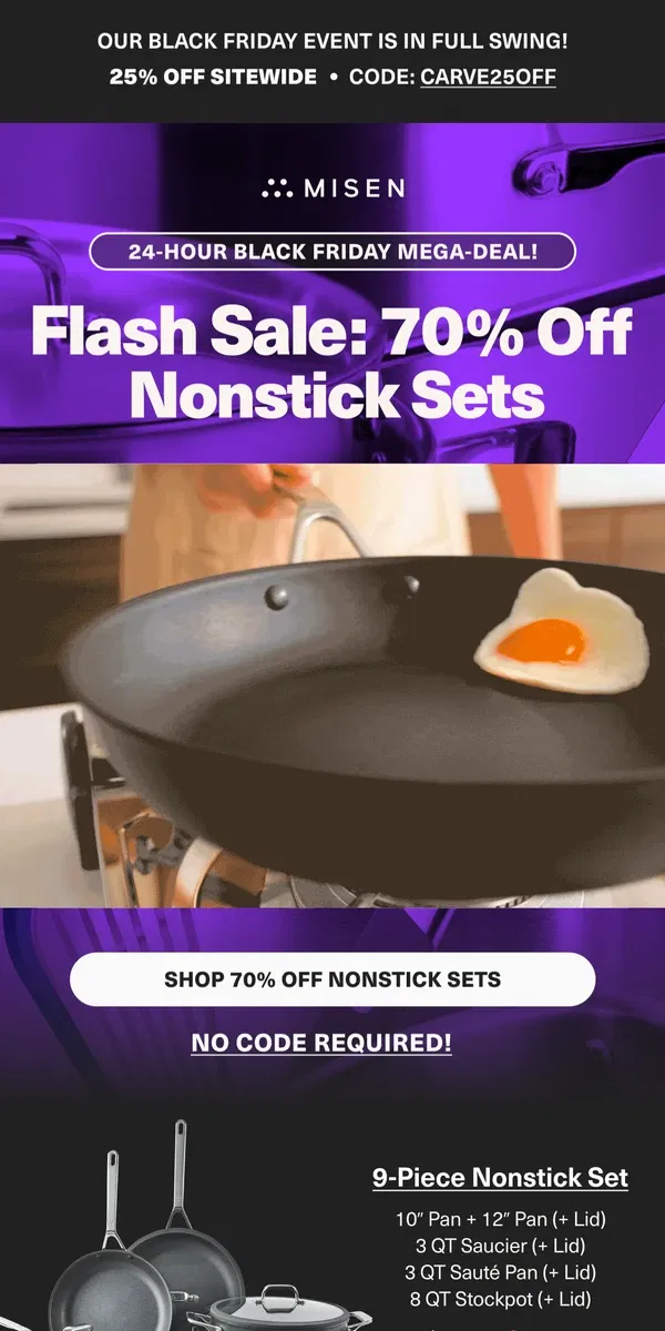 Email from Misen. 70% Off Nonstick Sets | TODAY ONLY