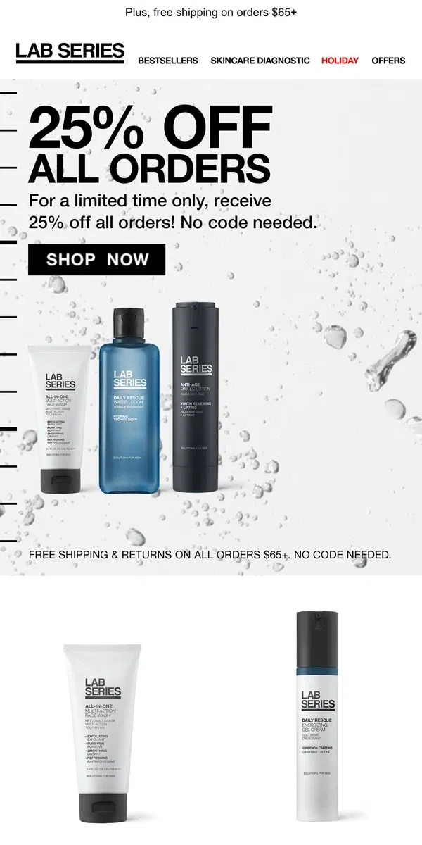 Email from Lab Series. 25% OFF EVERYTHING! Shop Your Faves Now!