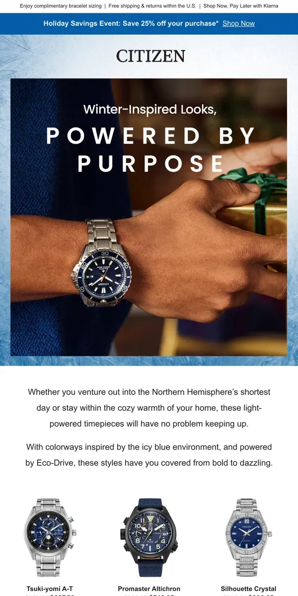 Email from Citizen Watch. Celebrate the Winter Solstice ❄️