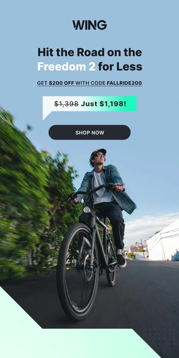 Email from Wing Bikes. Enjoy our Most Affordable Ebike