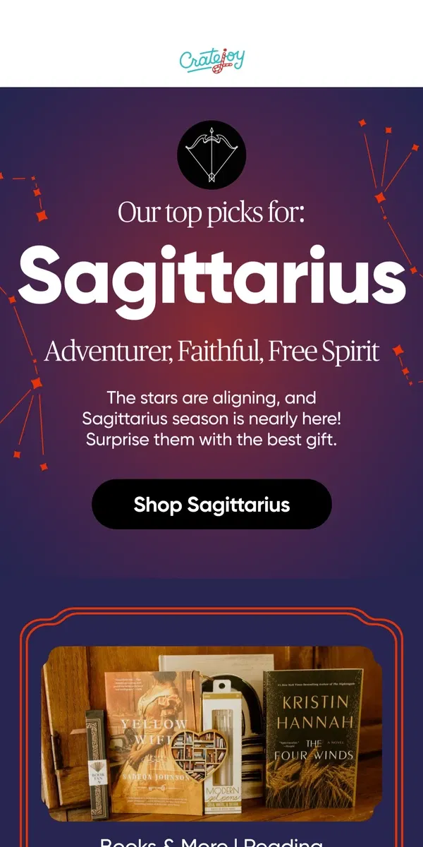 Email from Cratejoy. 🏹 Sagittarius Season Approaches!