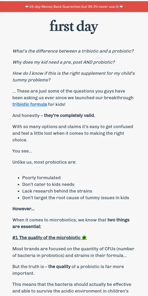 Email from First Day. 2 things to look out for in a probiotic…