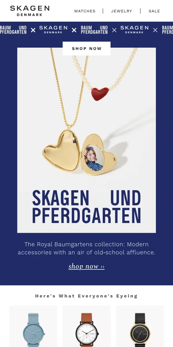 Email from Skagen. the royal baumgartens collection.