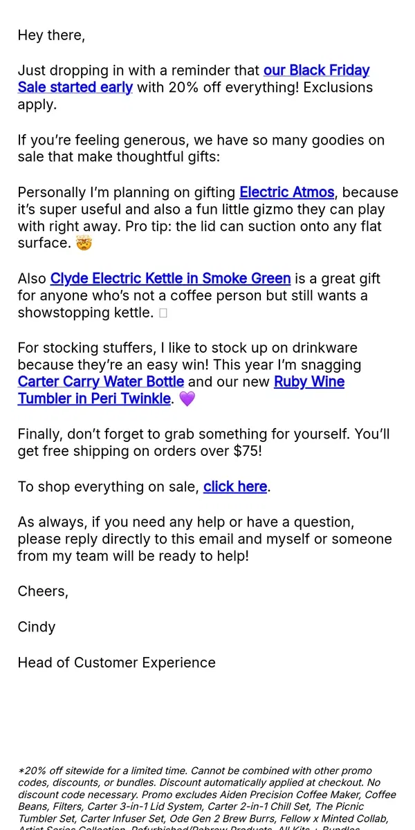 Email from Fellow. Gift ideas from our big sale!