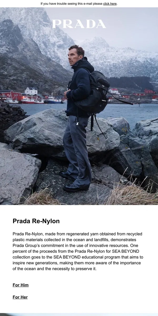 Email from Prada. Prada Re-Nylon: On Artic Tides