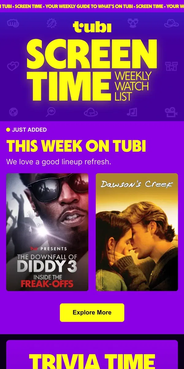 Email from Tubi. It's our favorite time of the week