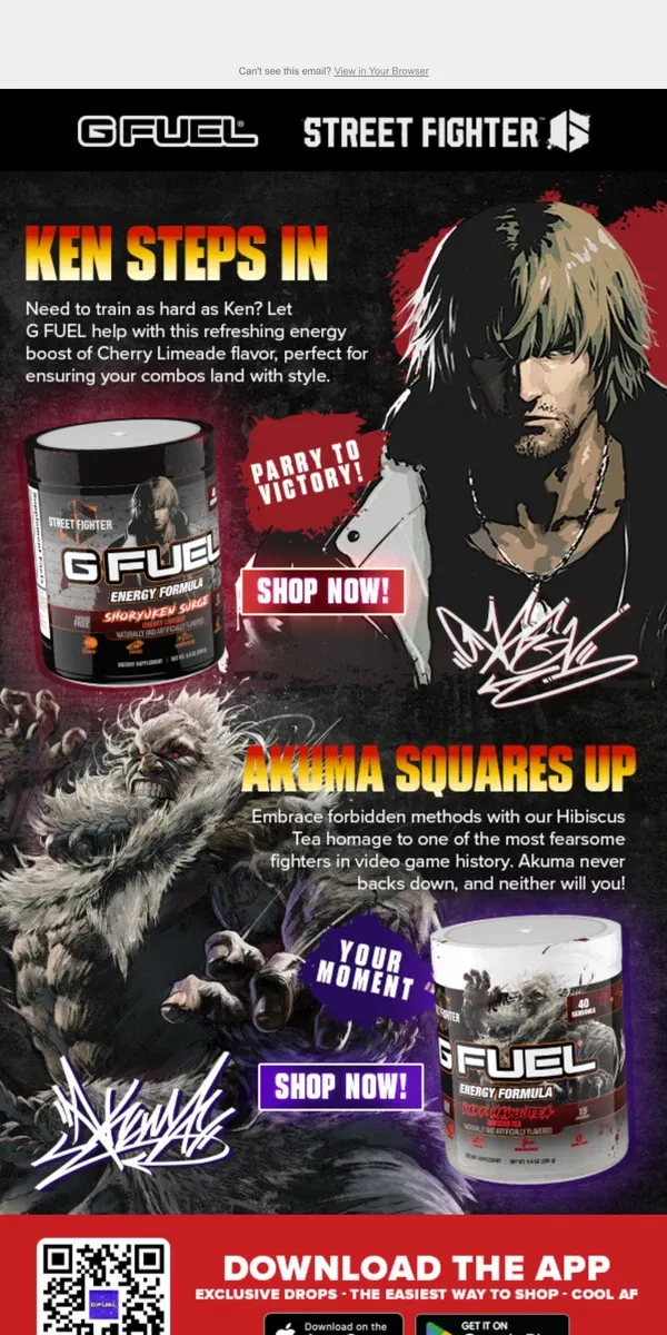 Email from G FUEL. New Street Fight Flavors Available Now!