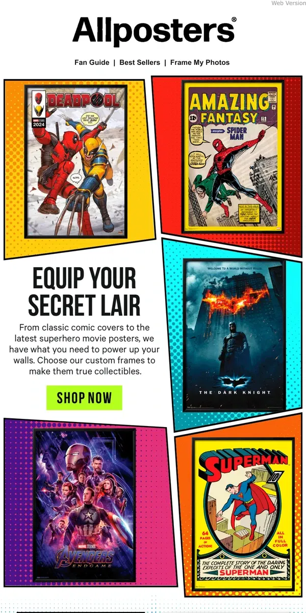 Email from AllPosters. Give Your Walls Superpowers