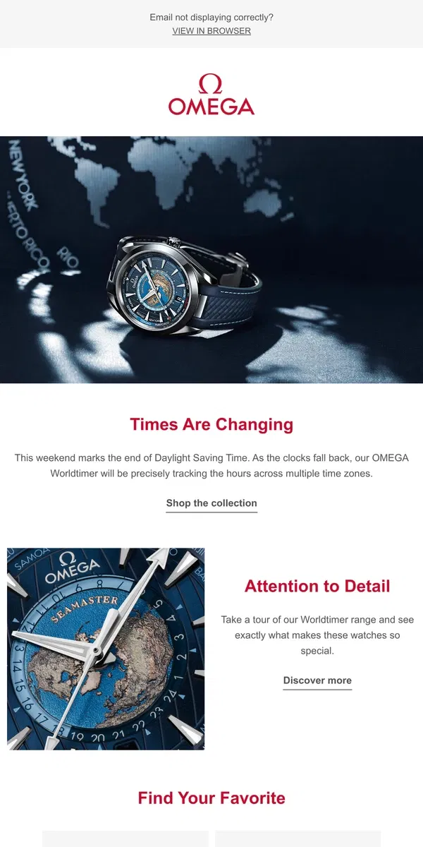 Email from OMEGA. A Worldtimer for Daylight Saving