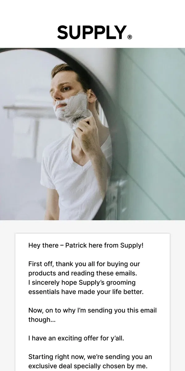 Email from Supply. Get 3 FREE Razor Blades