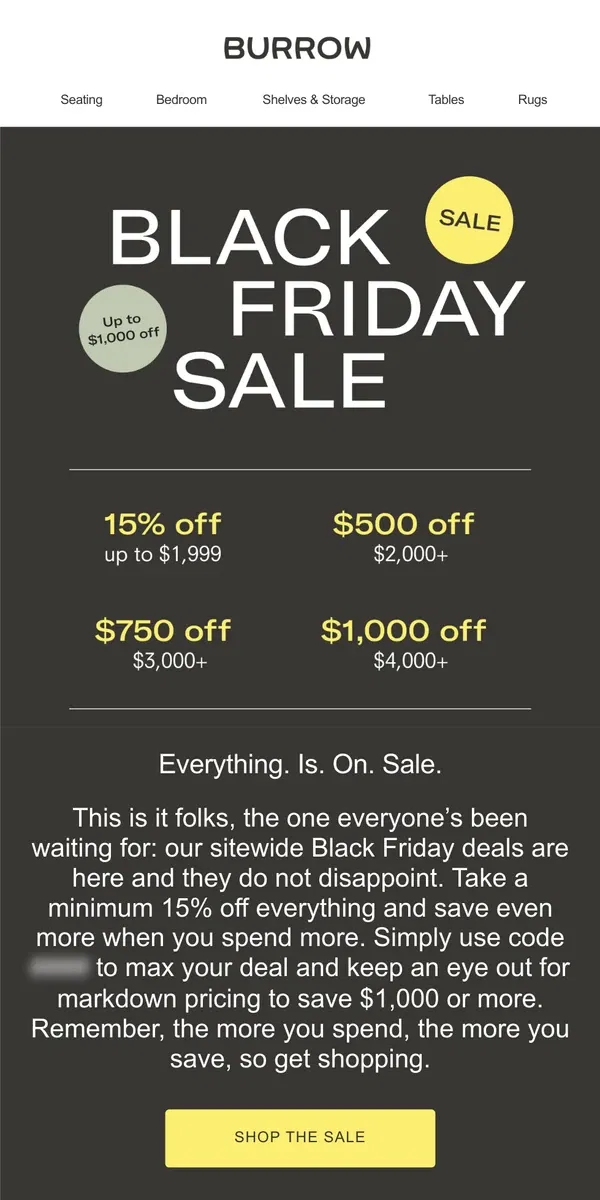 Email from Burrow. Black Friday just went big