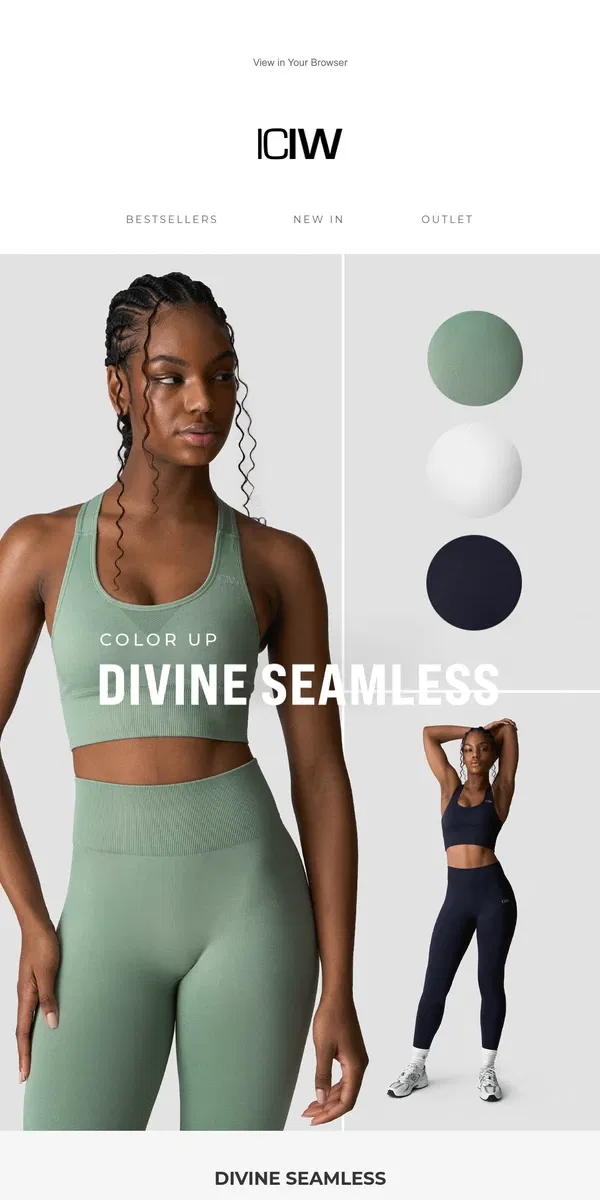 Email from ICIW Sportswear. All eyes on Divine Seamless 👇