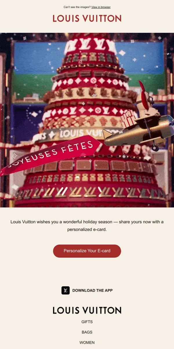 Email from Louis Vuitton. Louis Vuitton Wishes You Happy Holidays