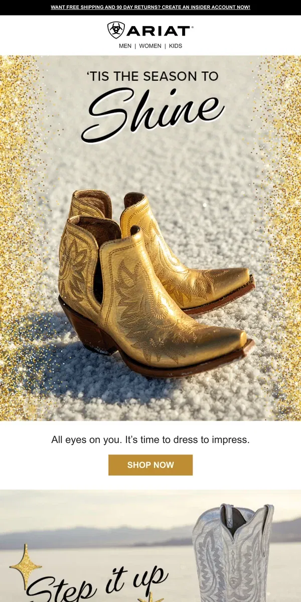 Email from Ariat. Dazzling Looks for Every Occasion