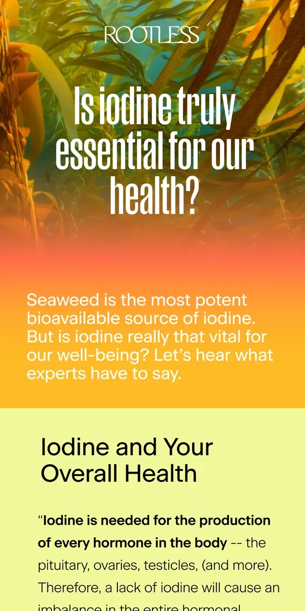 Email from Rootless. Is iodine truly essential for our health? 🤔🔎