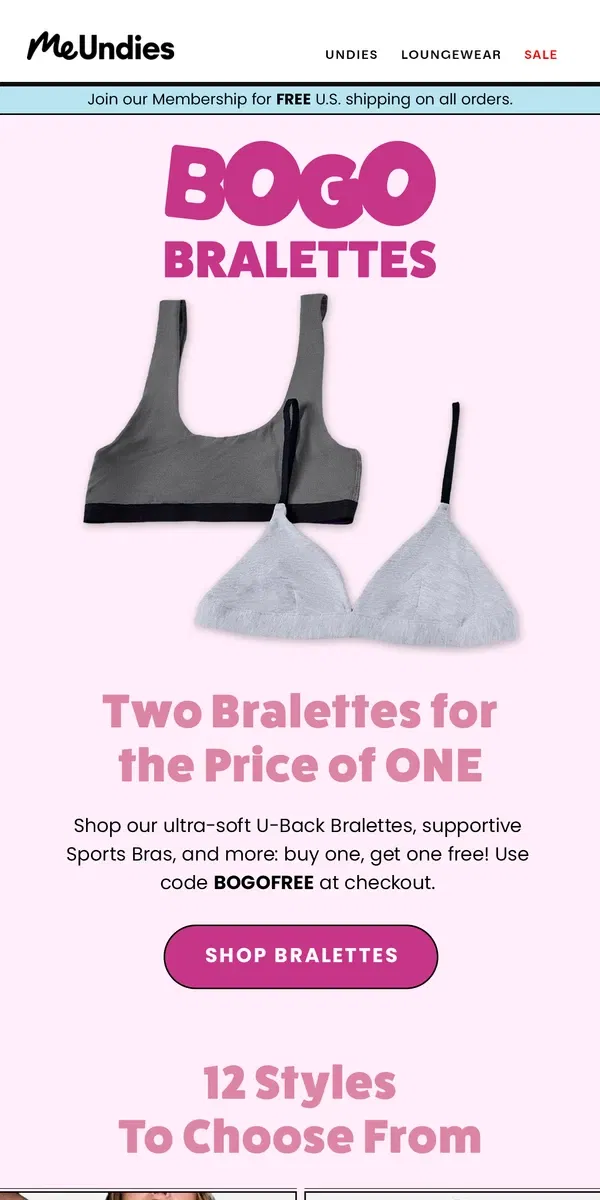 Email from MeUndies. A FREE Bralette is a Click Away