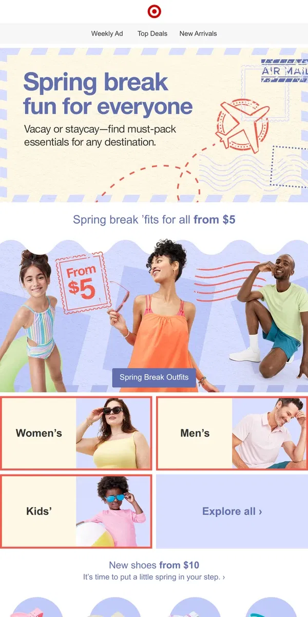 Email from Target. Spring break is near: let's start packing ✈️ 🚗 😎