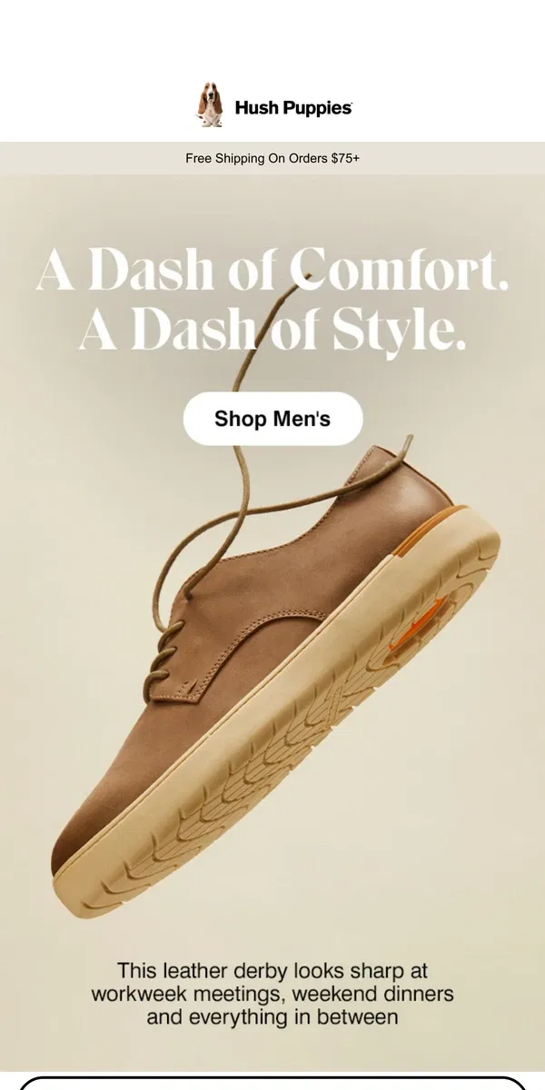 Email from Hush Puppies. The Only Shoe You Need