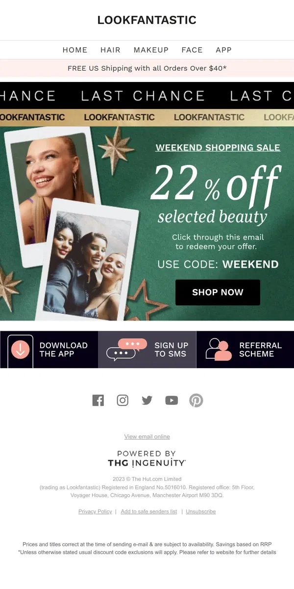 Email from LOOKFANTASTIC. FINAL CALL 🚨 22% Off Selected