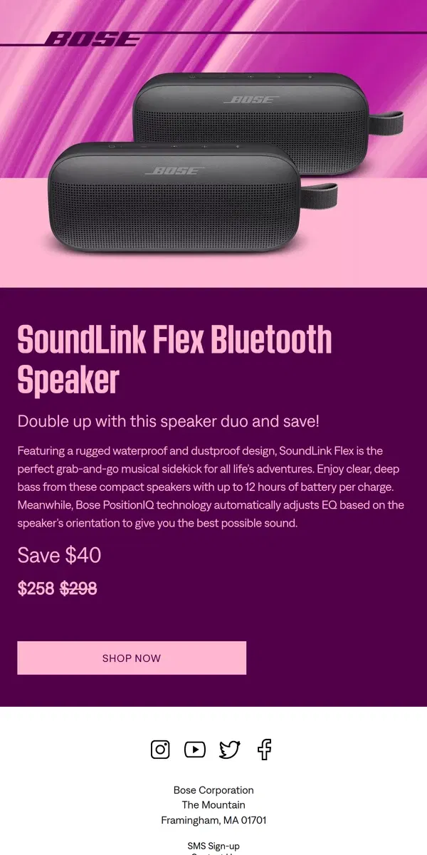 Email from Bose. Bundle and save $40 on SL Flex!