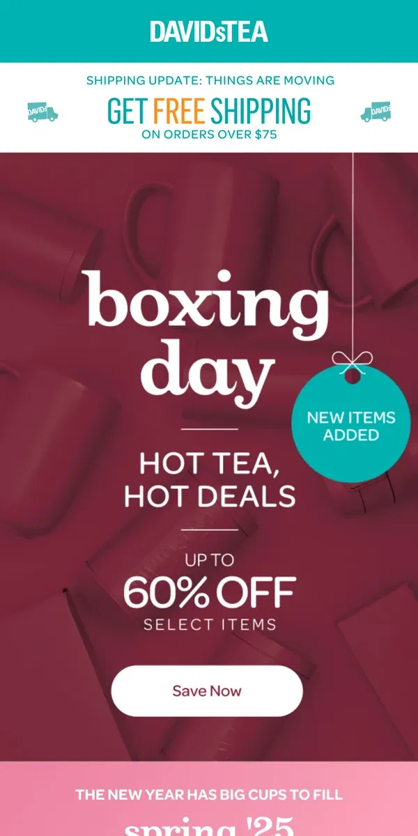 Email from DAVIDsTEA. 60% OFF SALE 🔥