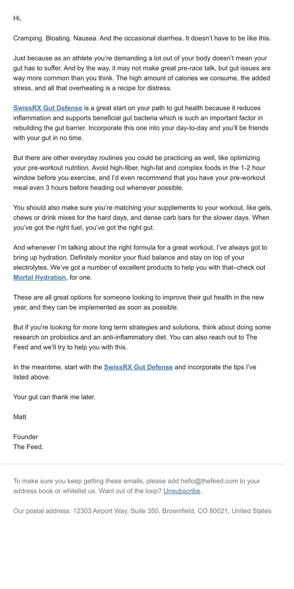 Email from The Feed. Gut Health for the win.