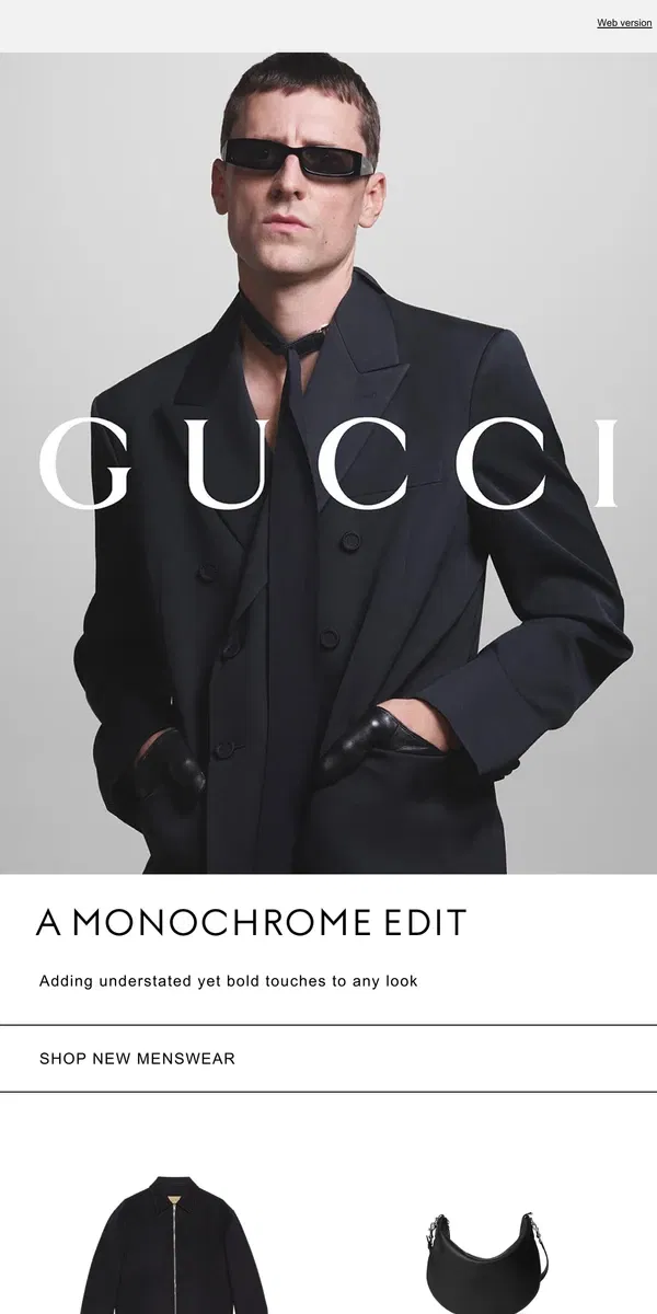 Email from GUCCI. Minimalist Statements