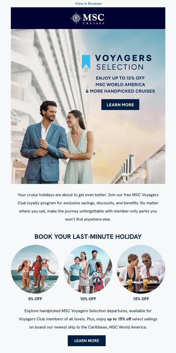 Email from MSC Cruises. You’re Invited to Join the MSC Voyagers Club