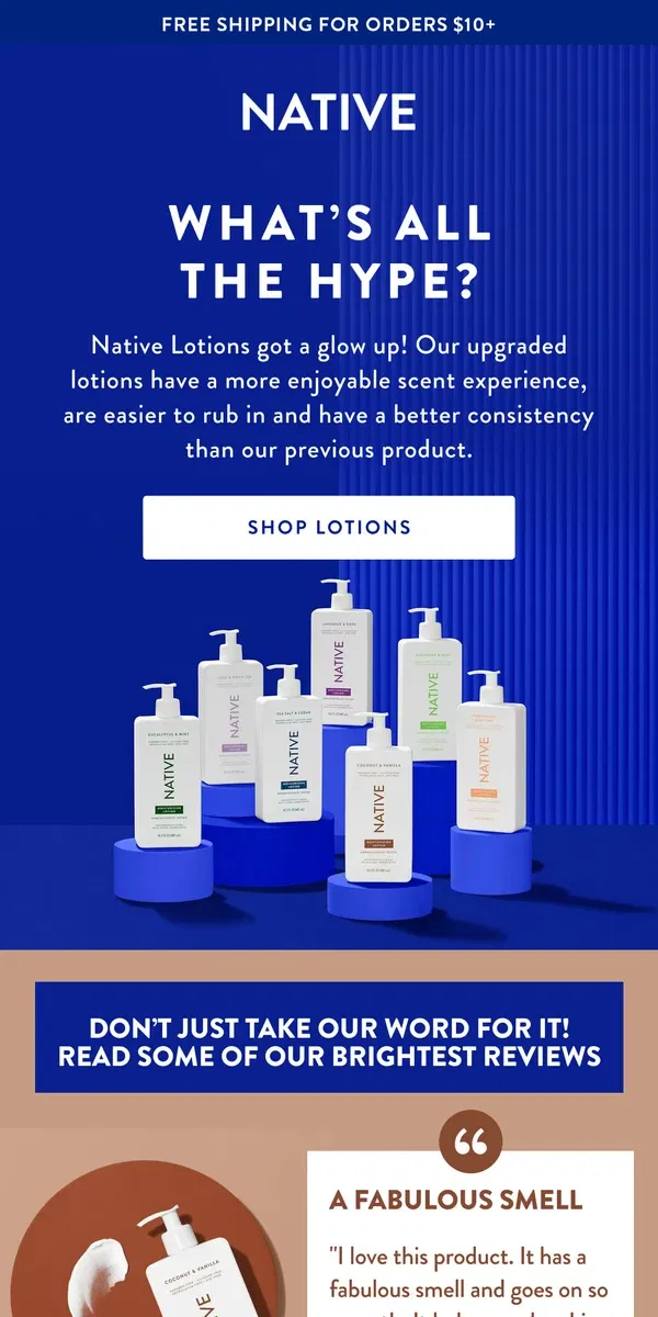 Email from Native Deodorant. See what everyone loves about our lotions