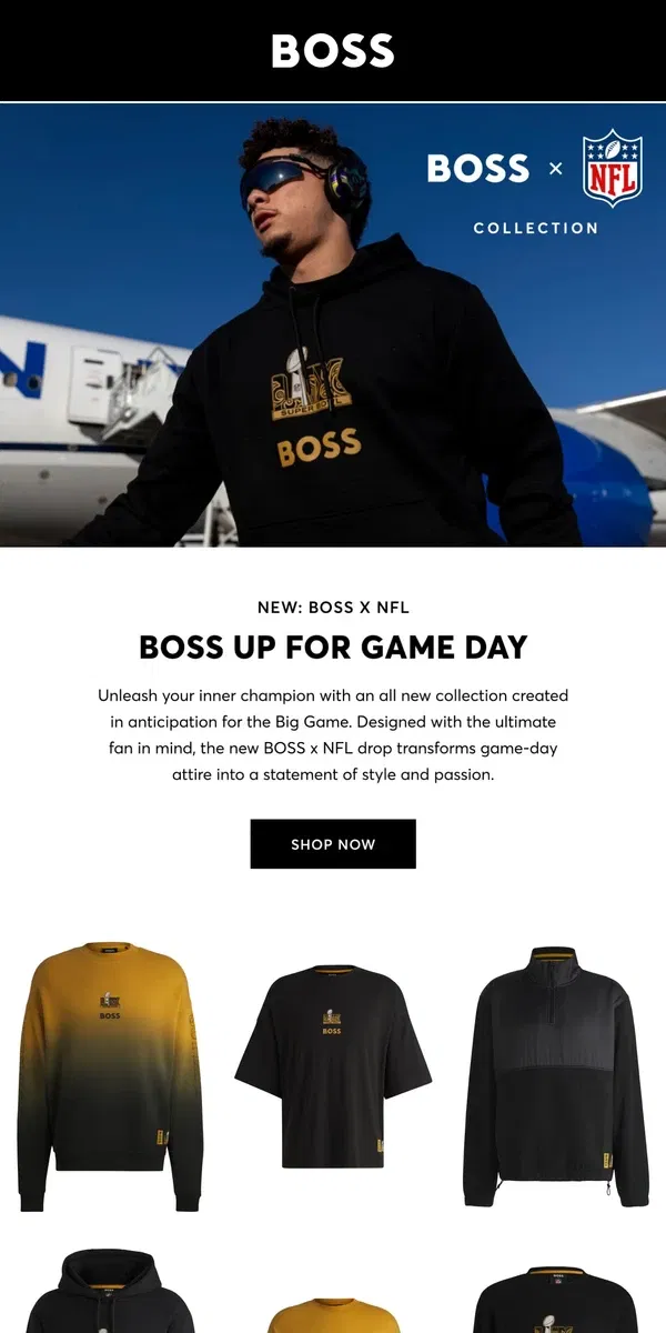 Email from HUGO BOSS. BOSS x NFL: The Championship Collection