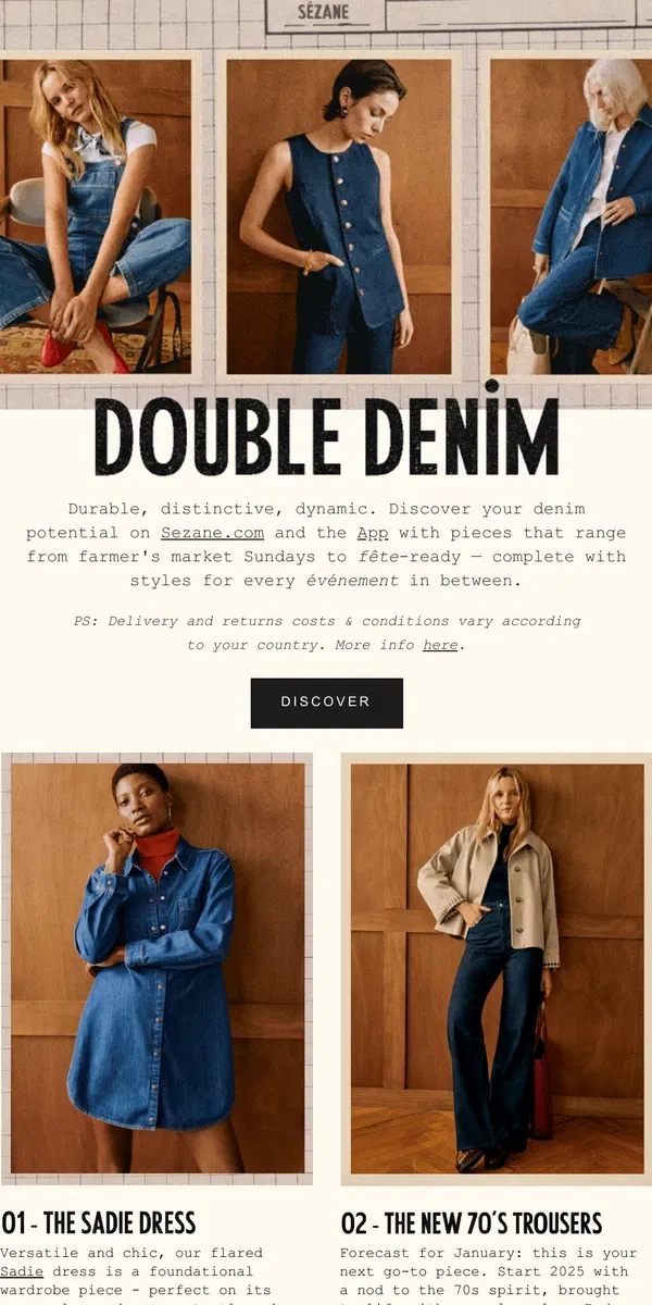 Email from Sézane. DENIM DENIM DENIM