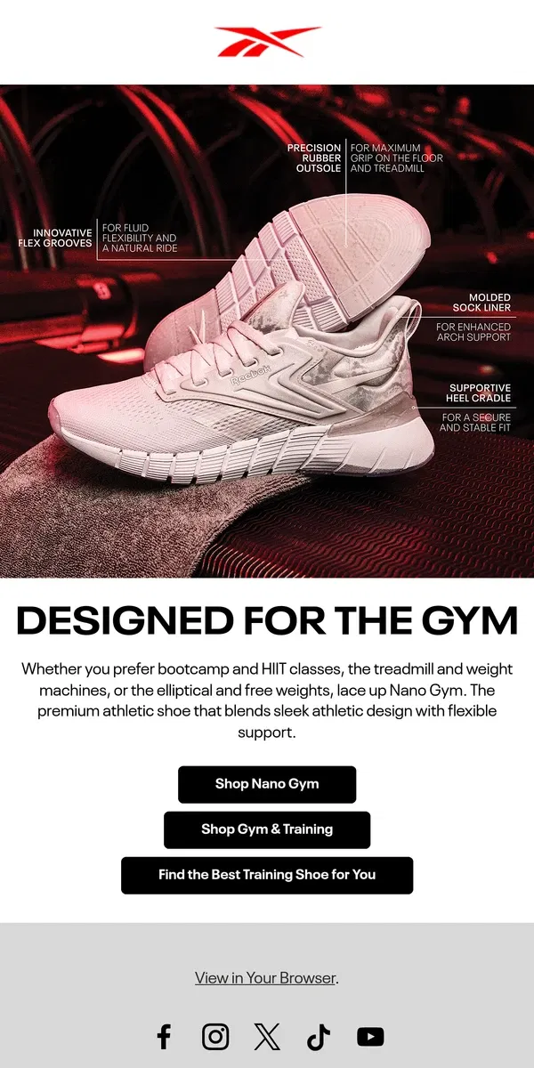 Email from Reebok. The comfy & flexible workout shoe you NEED 👈️