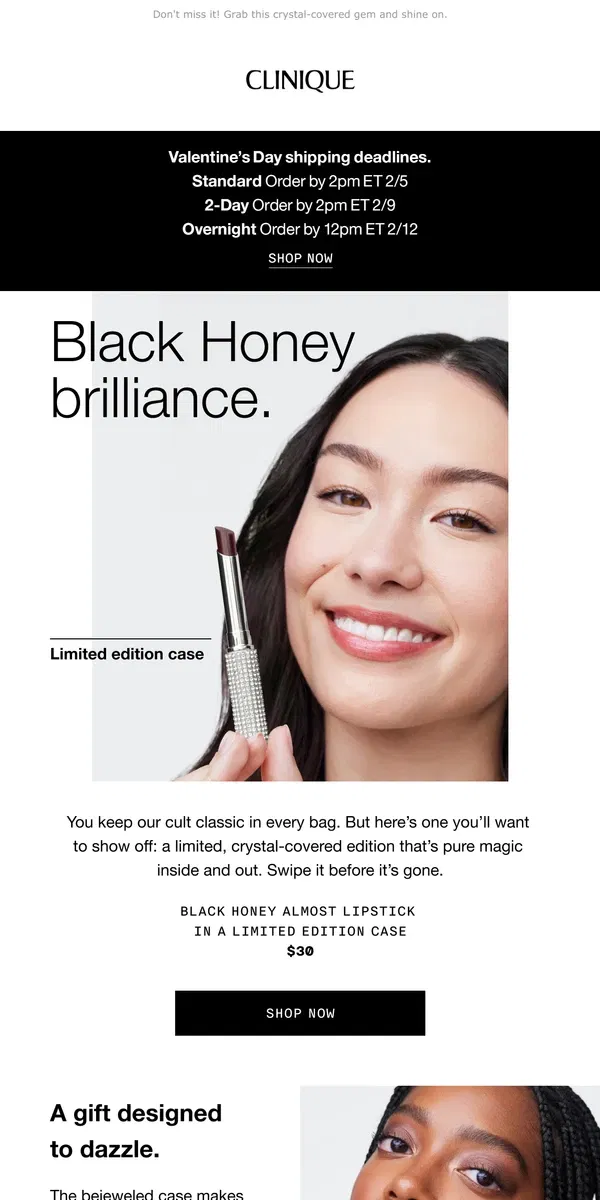 Email from Clinique. ✨ This dazzling Black Honey is back! LIMITED QUANTITIES.