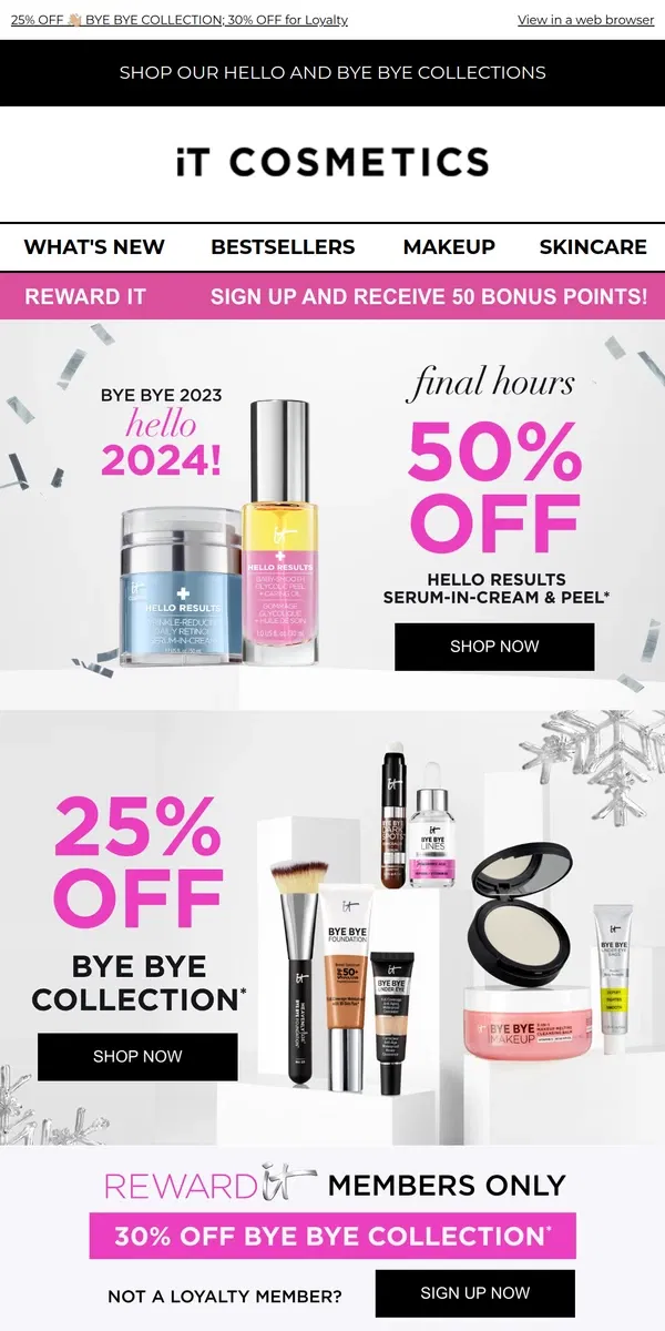 Email from IT Cosmetics. FINAL HOURS ⏱️: 50% OFF Hello Results Cream & Peel