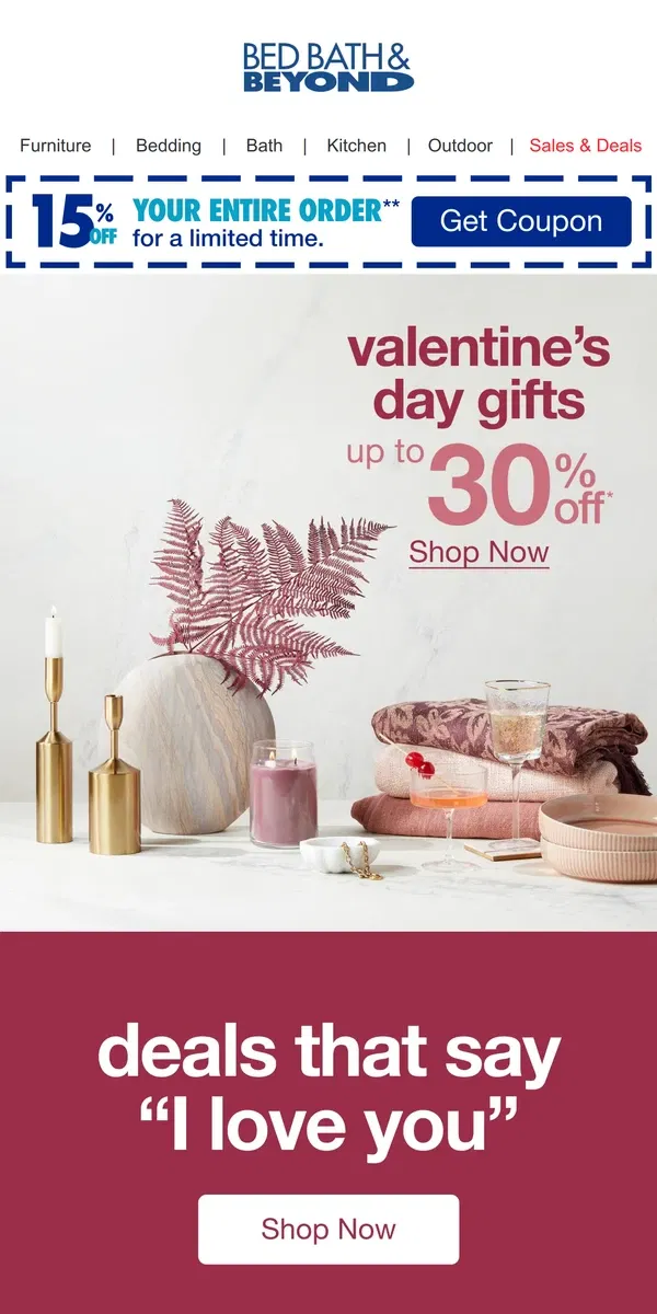 Email from Bed Bath & Beyond. 30% Off That Special Something for That Special Someone 💝