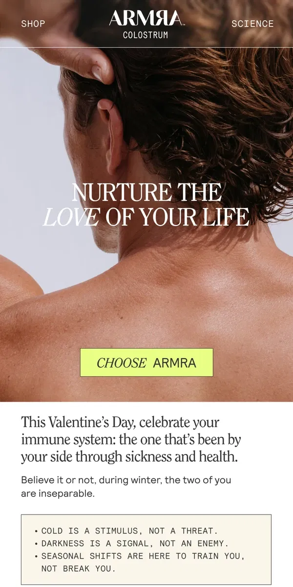 Email from ARMRA Colostrum. Decode Your Body’s Love Language