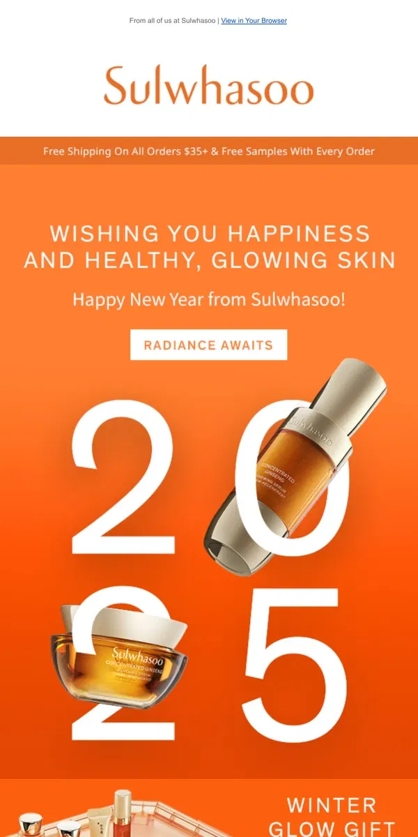 Email from Sulwhasoo. Happy New Year!