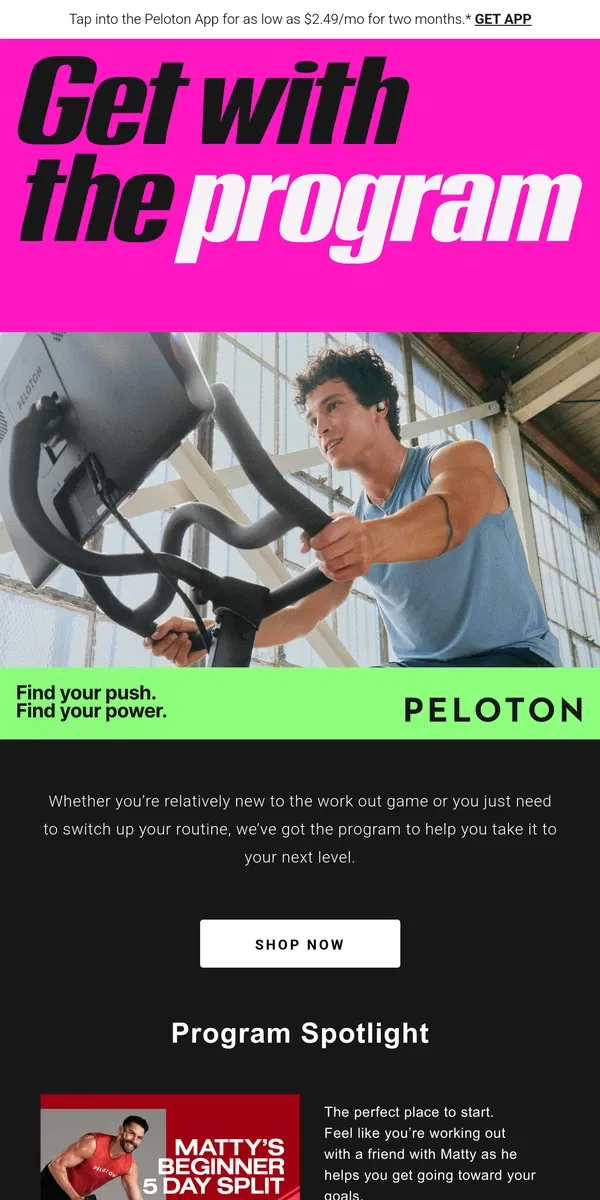 Email from Peloton. Plan your workouts, reach your goals.