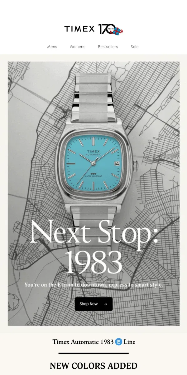 Email from Timex. New Colors! Timex Automatic 1983 E-Line