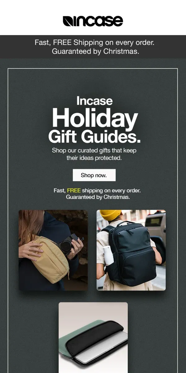 Email from Incase. Last Minute Gifts, We’ve Got You Covered.