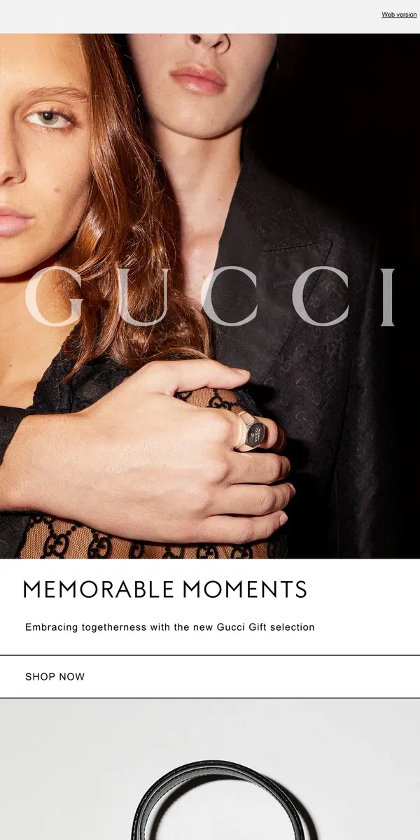 Email from GUCCI. Gifting Joy