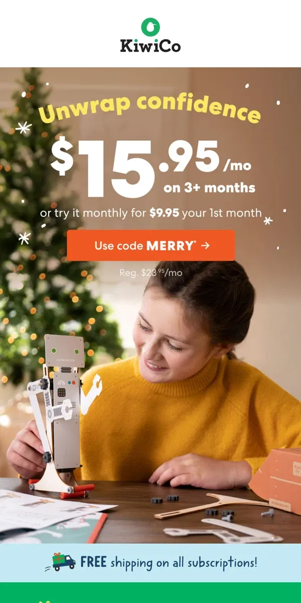 Email from KiwiCo. Give for just $15.95/month (reg. $23.95)