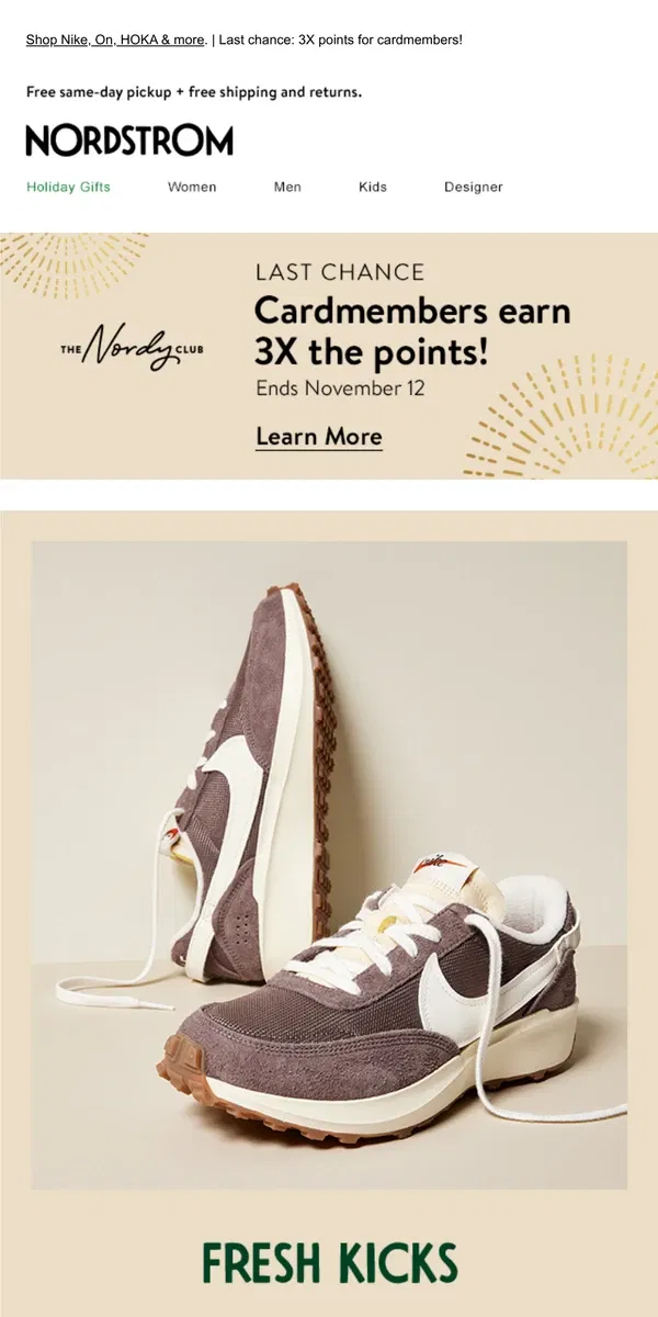 Email from Nordstrom. New sneakers from our best brands