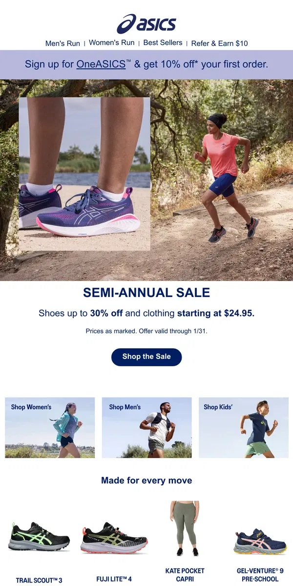 Email from ASICS. , it’s been a while! 👋