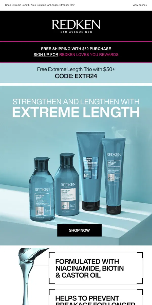 Email from Redken. Take Your Hair to New Length