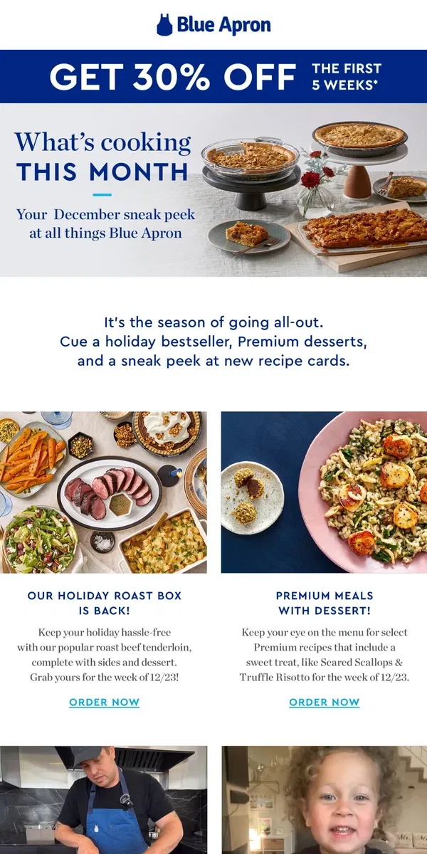 Email from Blue Apron. Your Blue Apron December update + 30% OFF.