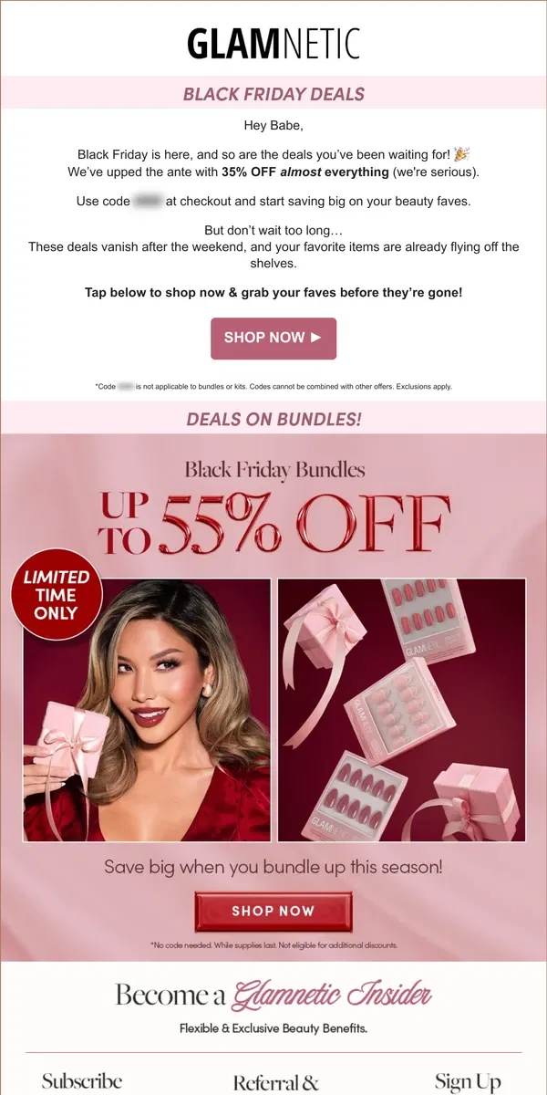 Email from Glamnetic. Black Friday has ARRIVED! 🖤