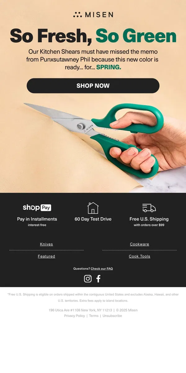 Email from Misen. Our Kitchen Shears Have a New Look!